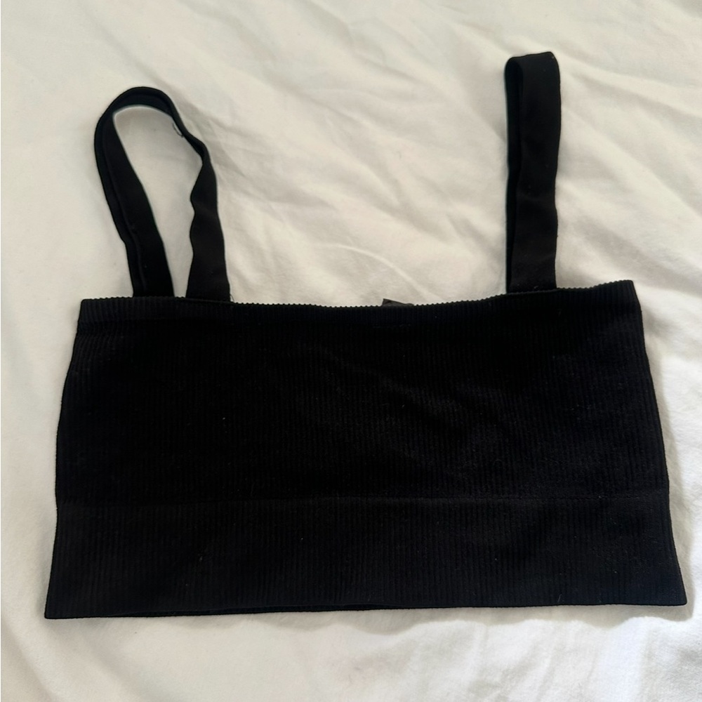 Urban Outfitters Black Seamless Scottie Bra Top Ribbed Cropped - Picture 3 of 5